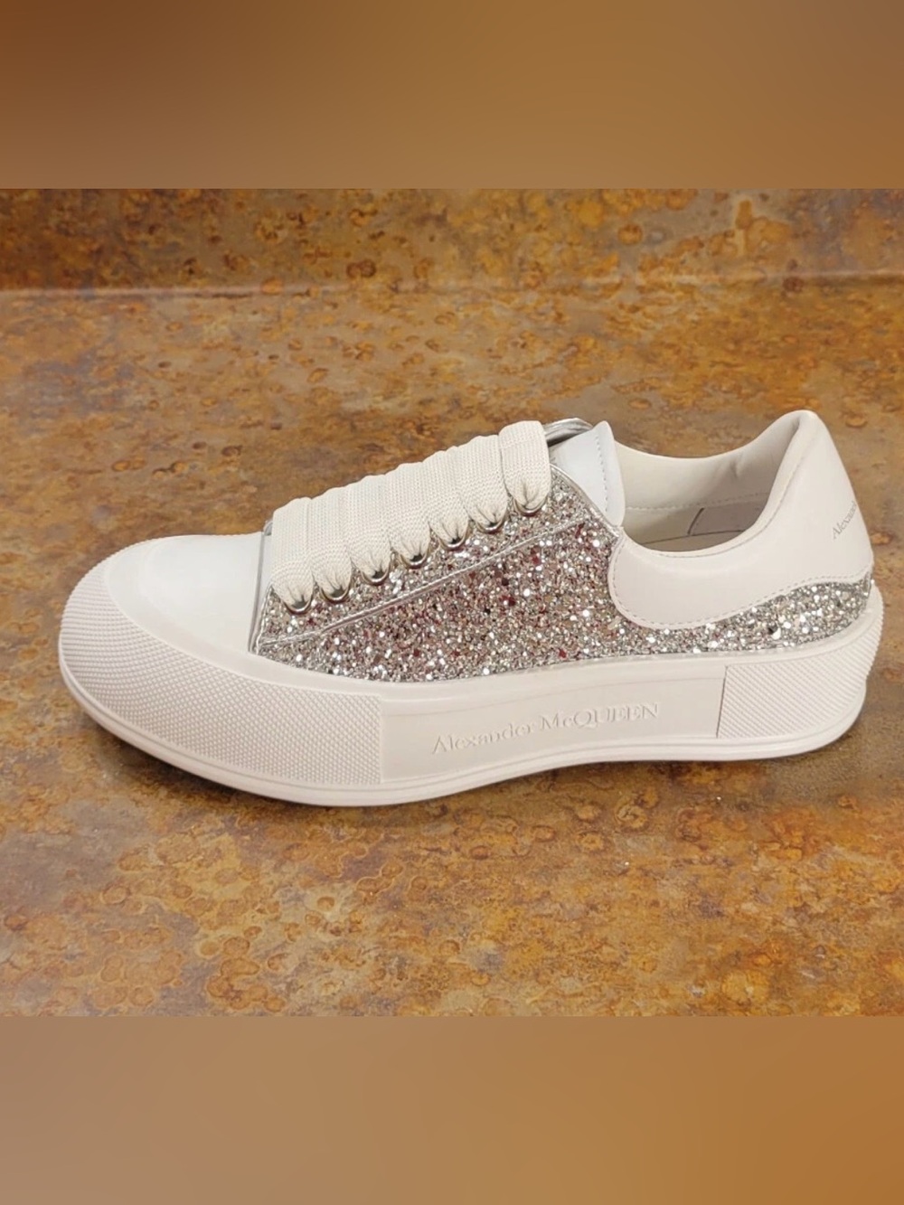 Alexander McQueen Glitter Low Top Sneaker Women US 5.5; 35.5 EU